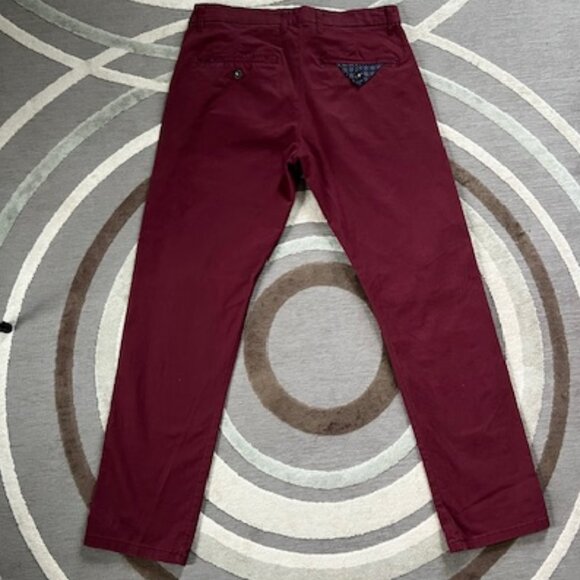 Across The Pond Men's Burgundy Cotton Chino Pants 32x30 Signature Line - Picture 6 of 11